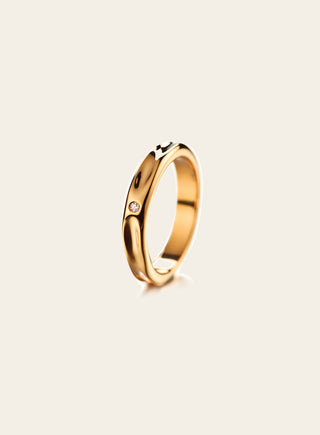 Hunaja sormus timantilla 4,8mm, keltakultaa