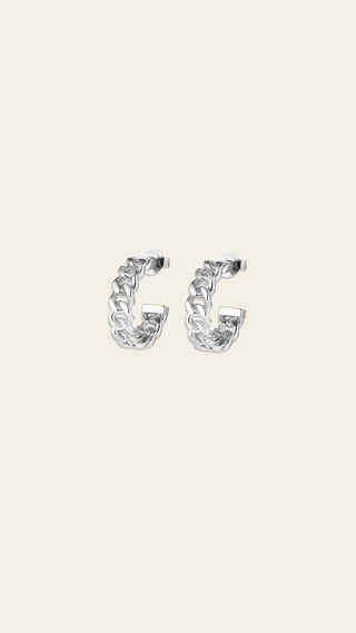 Leon earrings, rhodium-plated bronze